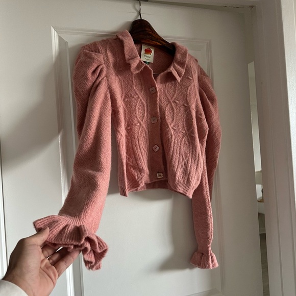 Farm Rio Light Pink Ruffle Knit Cardigan - Picture 2 of 9